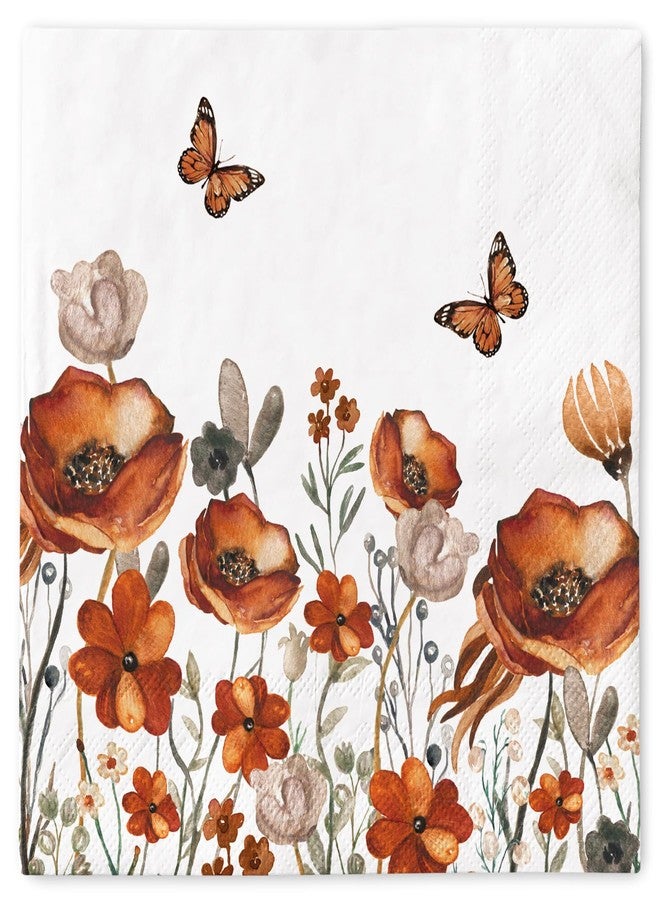 JarThenaAMCS 50Pcs Fall Floral Paper Napkins Vintage Autumn Wildflower Luncheon Napkin Flower Dessert Dinner Hand Napkin for Thanksgiving Harvest Wedding Birthday Party Supplies - Image 1